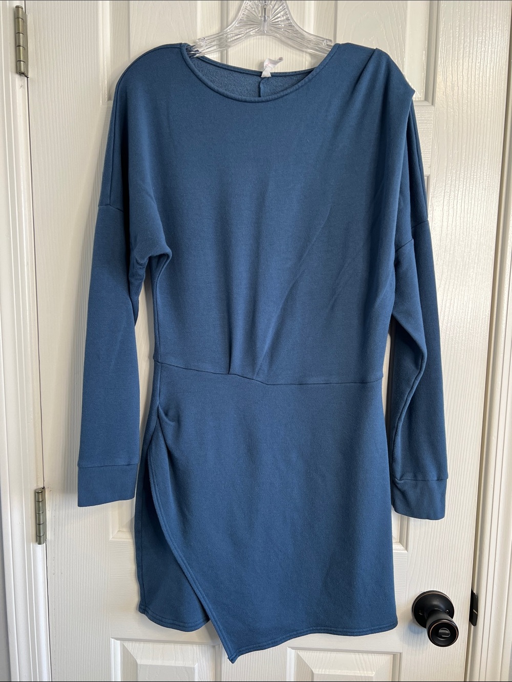Anthropologie Daily Practice teal Long Sleeve Asymmetrical Mini Dress Size Small - Picture 2 of 10